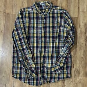 Horny Toad Men's Plaid Button Down Shirt - Yellow, Blue, Red